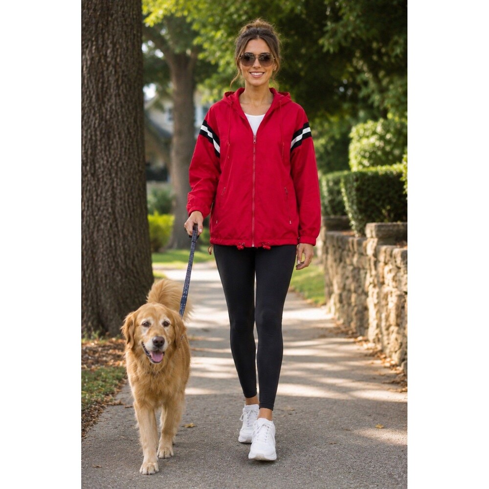 Birdie Jackets Vtg Unisex Men’s XS Woman’s S/M Red Hooded Windbreaker Full Zip